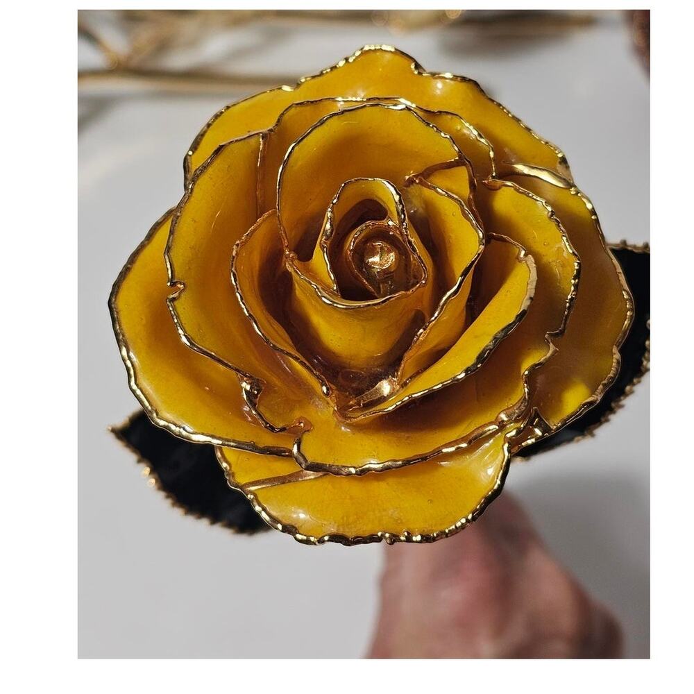 Gold Dipped Real Rose 11" Yellow Preserved Flower Gift